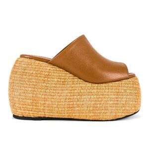 SIMON MILLER Bubble Wedge Platform Sandal Raffia Leather Size 36
